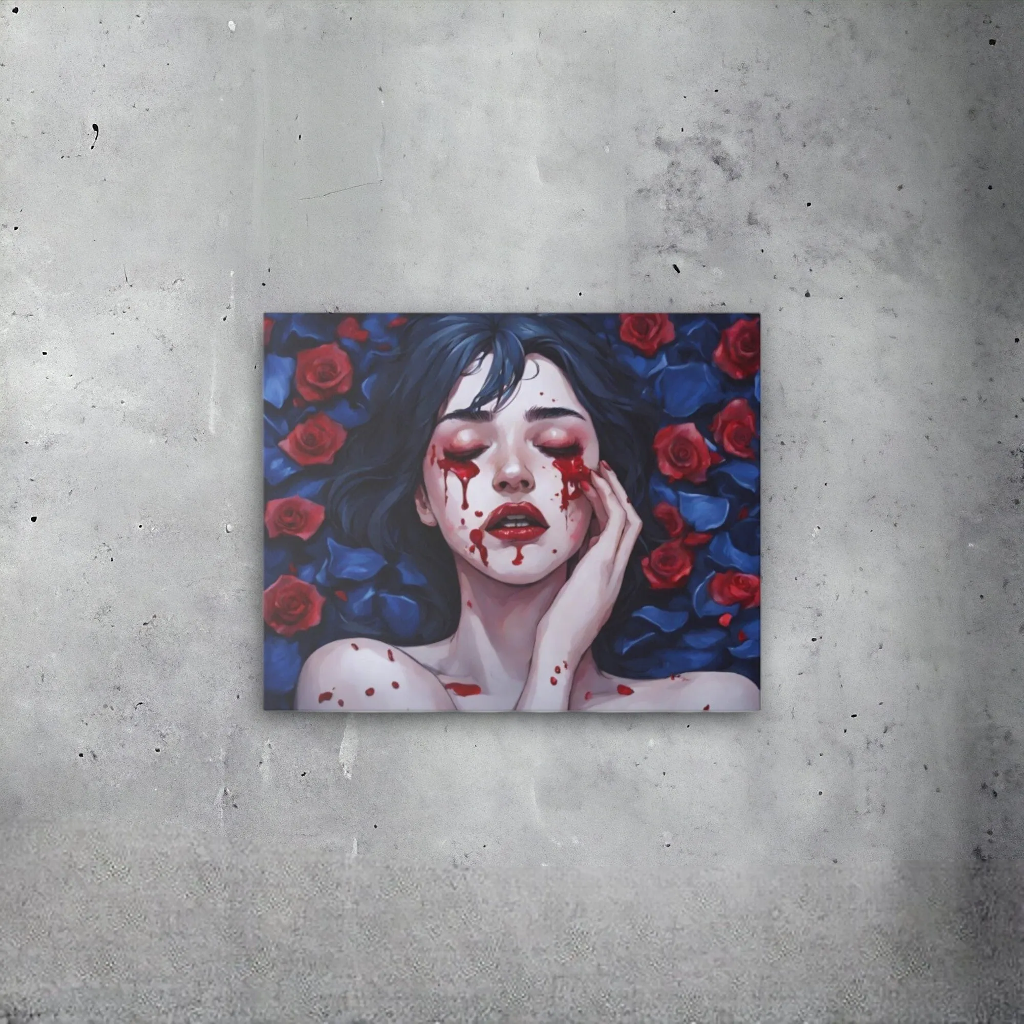Blue Meadows' Sorrow (Crimson Tears) Canvas