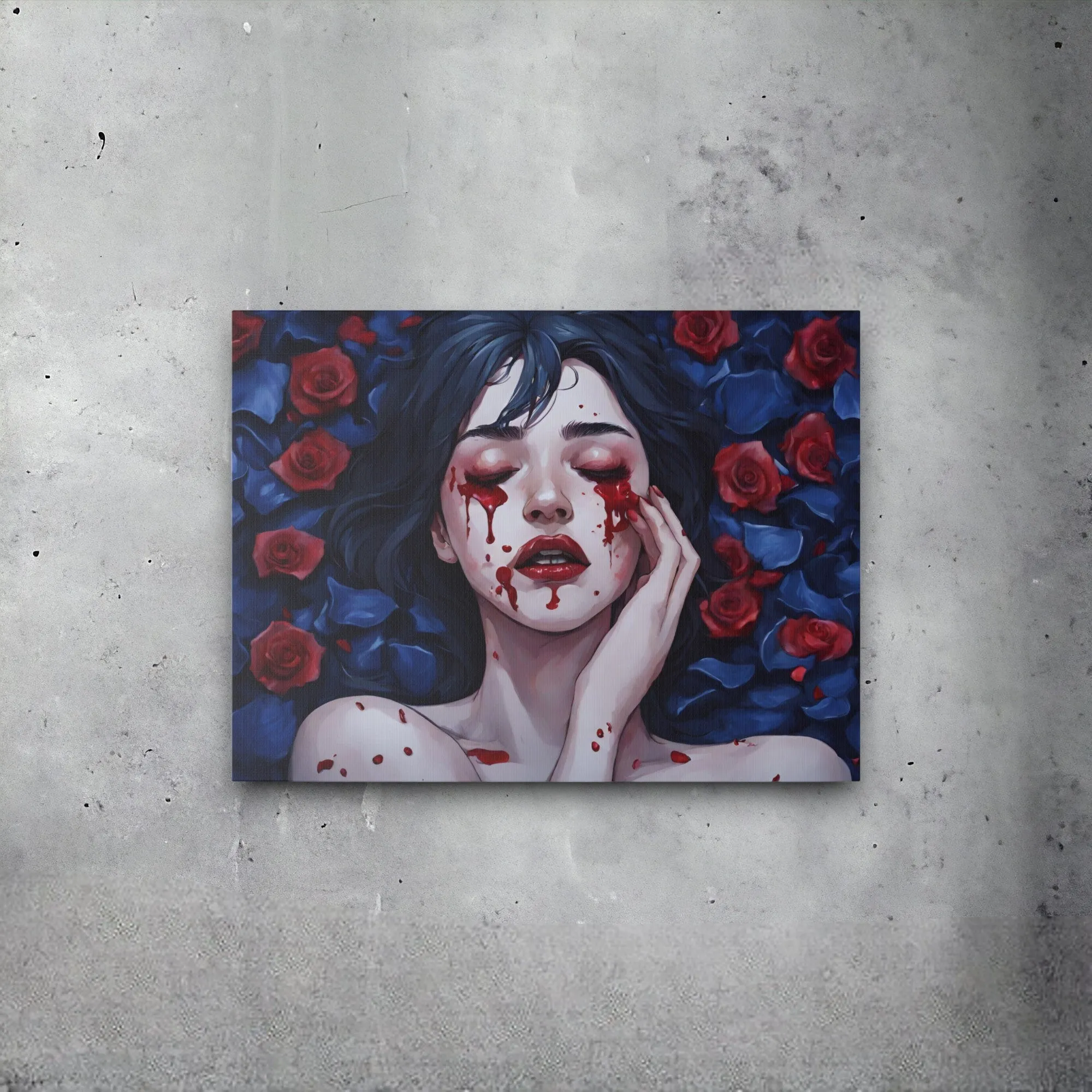Blue Meadows' Sorrow (Crimson Tears) Canvas