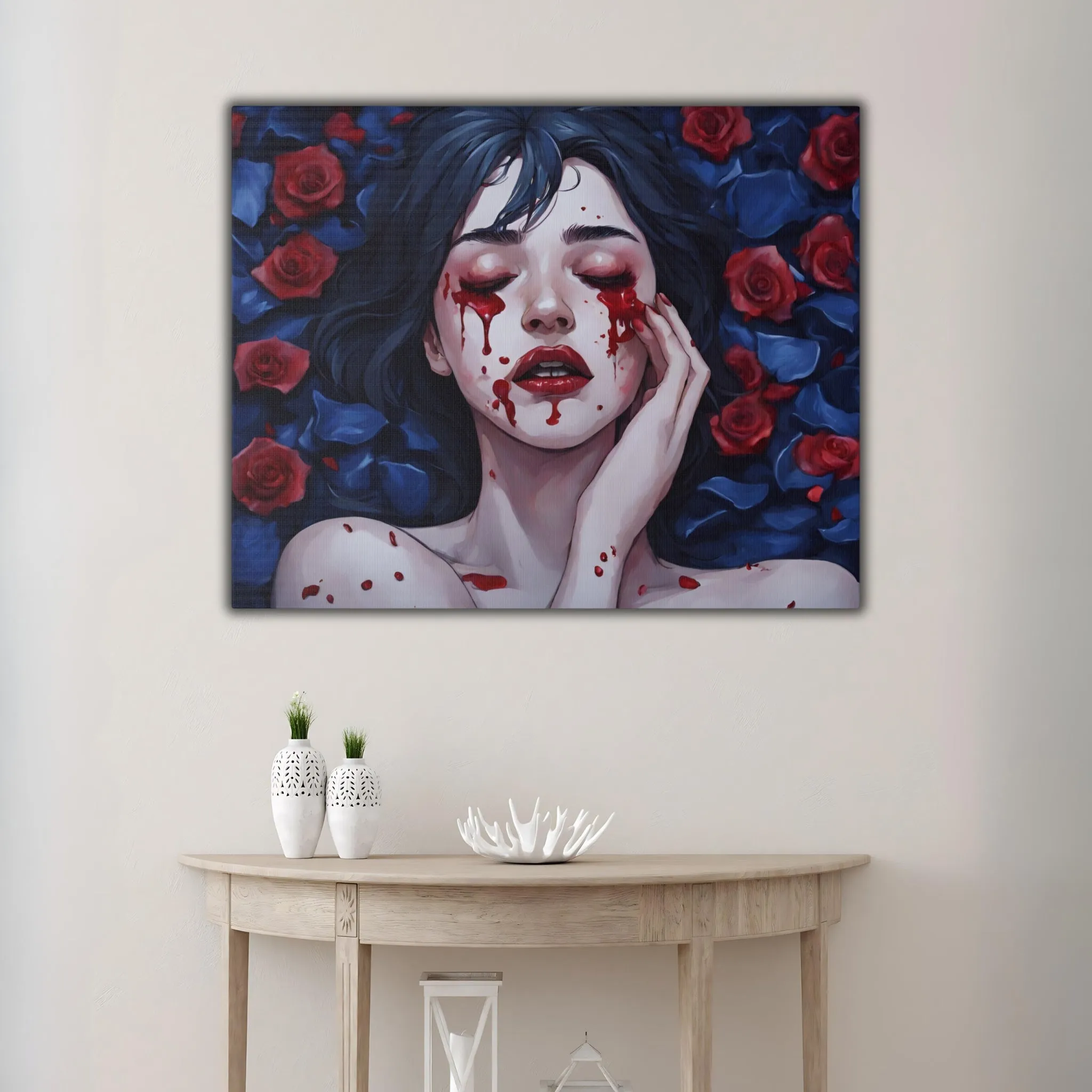 Blue Meadows' Sorrow (Crimson Tears) Canvas