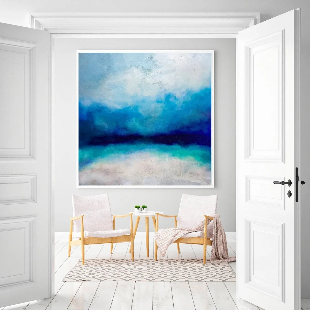 Blue Sky Landscape Abstract Painting Large Wall Sea Painting Dp096