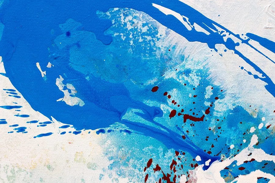 Blue White Orange Contemporary Abstract Art Acrylic Painting Yp096