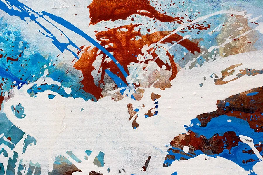 Blue White Orange Contemporary Abstract Art Acrylic Painting Yp096