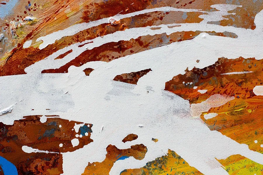 Blue White Orange Contemporary Abstract Art Acrylic Painting Yp096