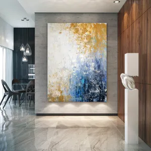 Blue White Yellow Abstract Painting Knife Oil Painting Qp009