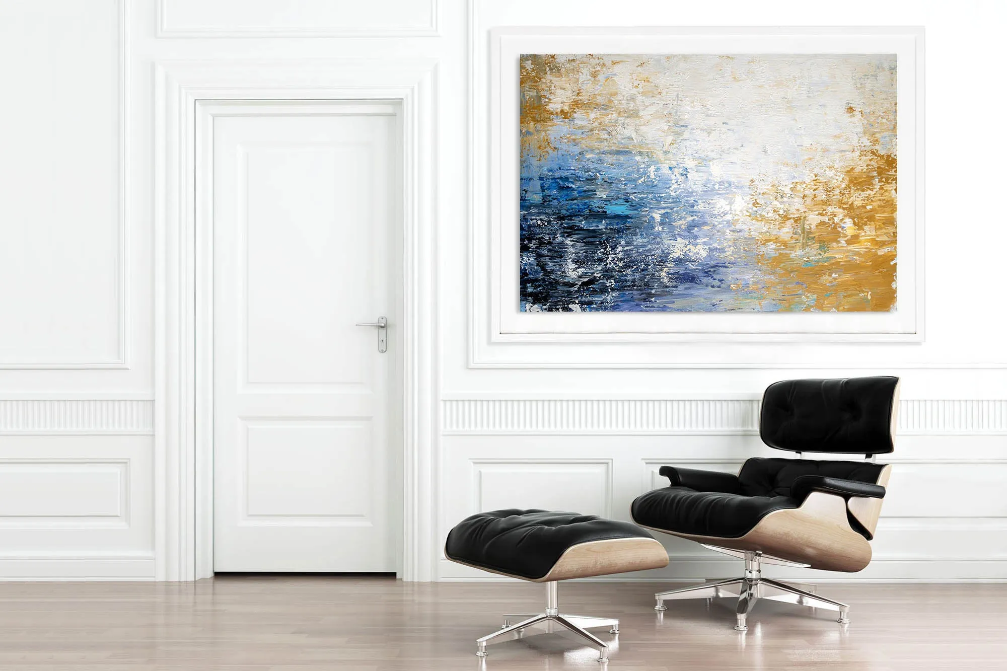 Blue White Yellow Abstract Painting Knife Oil Painting Qp009