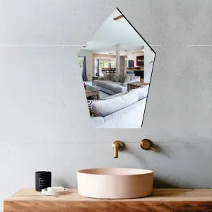 Bnezz - Self Adhesive Wall Mirror Stickers Big Size (30x20) Cm Frameless Mirror for Wall Stickers | Mirror for Bathroom | Bedroom | Wash Basin Flexible Mirror Sheets for Wall (A-PentagonMirror)