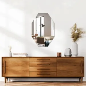 Bnezz - Self Adhesive Wall Mirror Stickers Big Size (30x20) Cm Frameless Mirror for Wall Stickers | Mirror for Bathroom | Bedroom | Wash Basin Flexible Mirror Sheets for Wall (K-OctagonMirror)