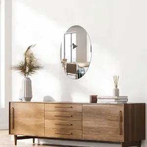Bnezz - Self Adhesive Wall Mirror Stickers Big Size (30x20) Cm Frameless Mirror for Wall Stickers | Mirror for Bathroom | Bedroom | Wash Basin Flexible Mirror Sheets for Wall (OV-OvalMirror)