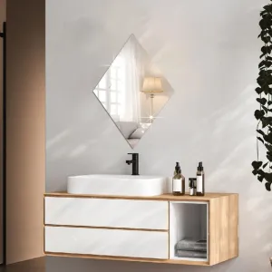 Bnezz - Self Adhesive Wall Mirror Stickers Big Size (30x20) Cm Frameless Mirror for Wall Stickers | Mirror for Bathroom | Bedroom | Wash Basin Flexible Mirror Sheets for Wall (R-DiamondMirror)