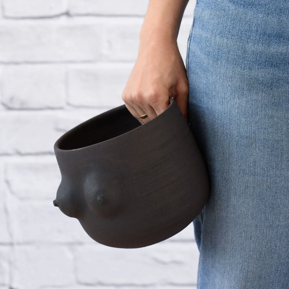 Boob Planter - Black Clay