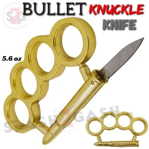 Bullet Knuckles w/ Hidden Knife 30-06 Caliber Paperweight - Gold
