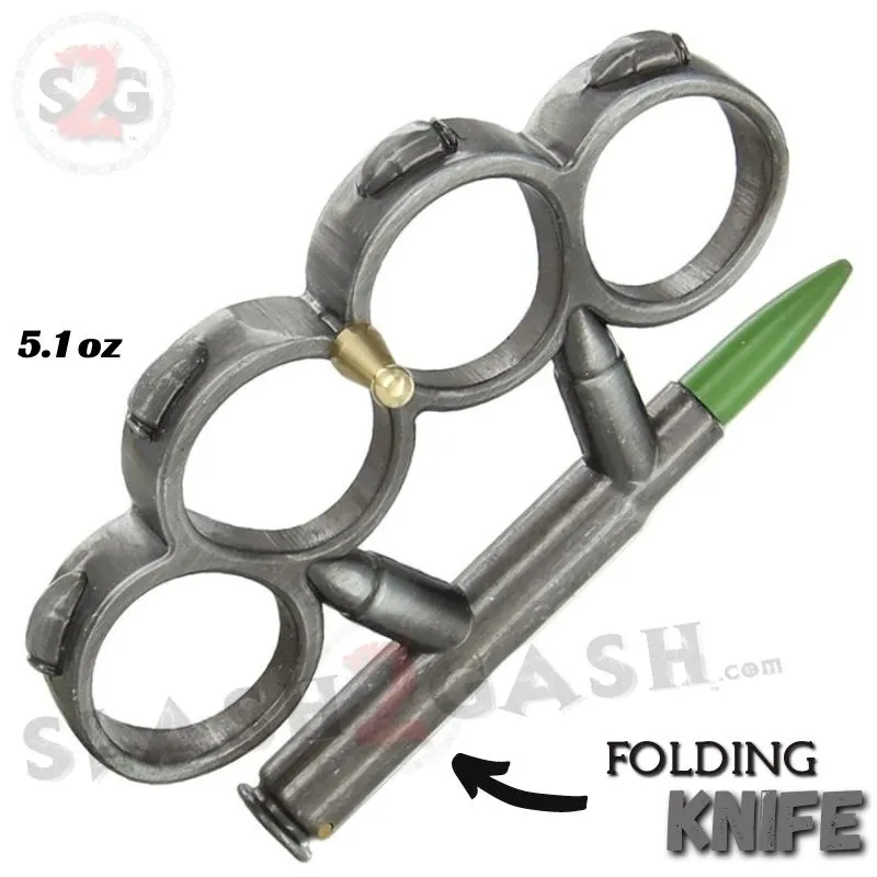 Bullet Knuckles w/ Hidden Knife Rifle Cartridge Paperweight - Asst. colors