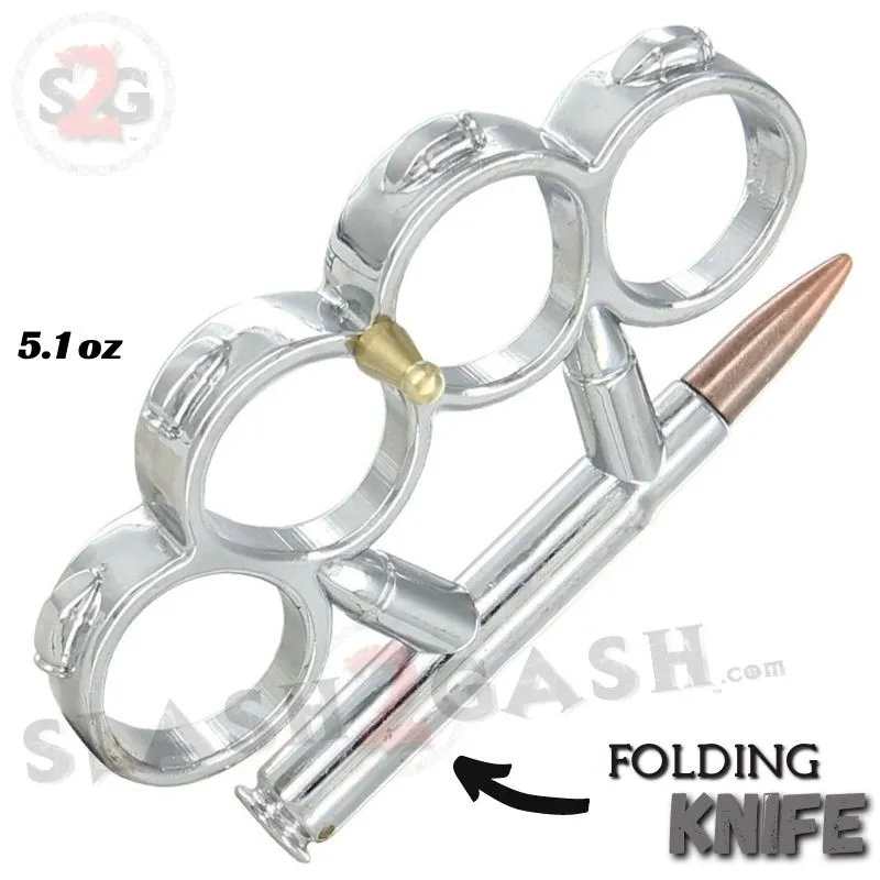 Bullet Knuckles w/ Hidden Knife Rifle Cartridge Paperweight - Asst. colors