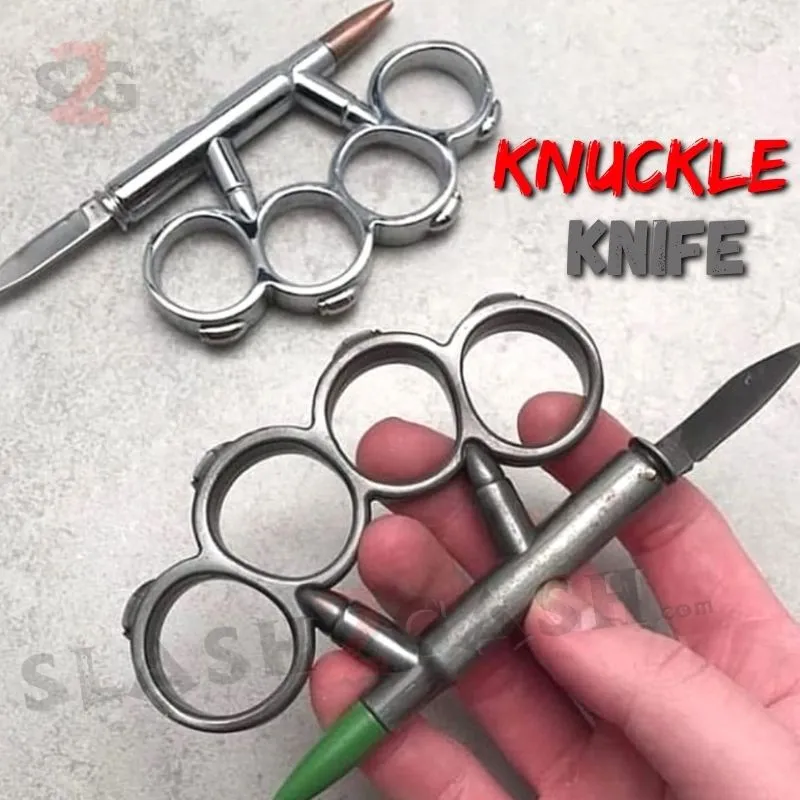 Bullet Knuckles w/ Hidden Knife Rifle Cartridge Paperweight - Asst. colors