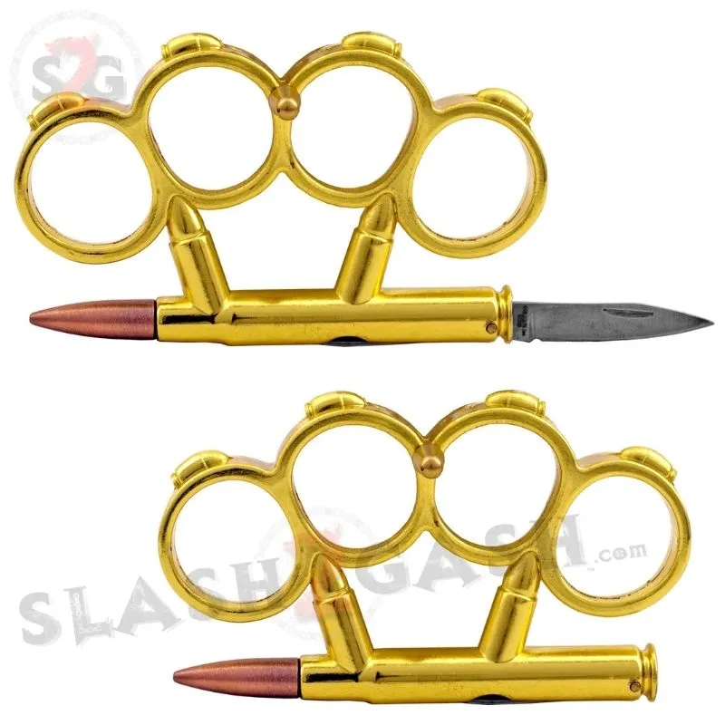 Bullet Knuckles w/ Hidden Knife Rifle Cartridge Paperweight - Asst. colors