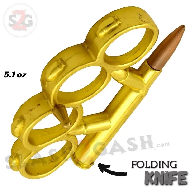 Bullet Knuckles w/ Hidden Knife Rifle Cartridge Paperweight - Asst. colors