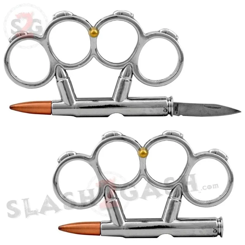 Bullet Knuckles w/ Hidden Knife Rifle Cartridge Paperweight - Asst. colors