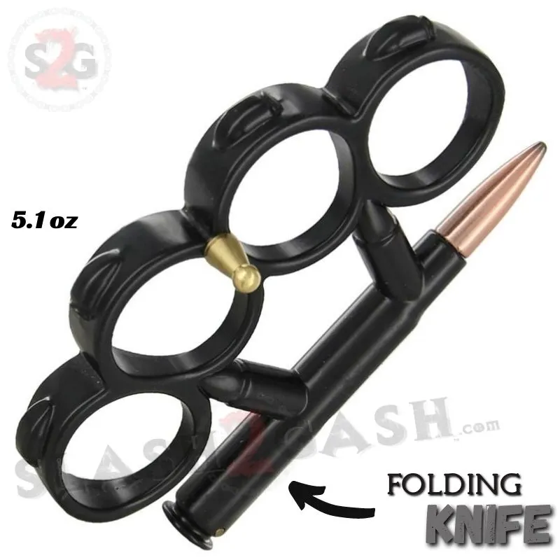 Bullet Knuckles w/ Hidden Knife Rifle Cartridge Paperweight - Asst. colors