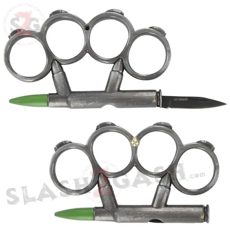 Bullet Knuckles w/ Hidden Knife Rifle Cartridge Paperweight - Asst. colors