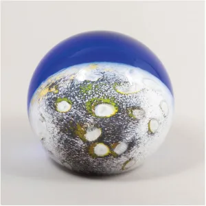 Celestial Paperweight in Apollo Moon Handblown Glass Paperweight by Glass Eye Studio