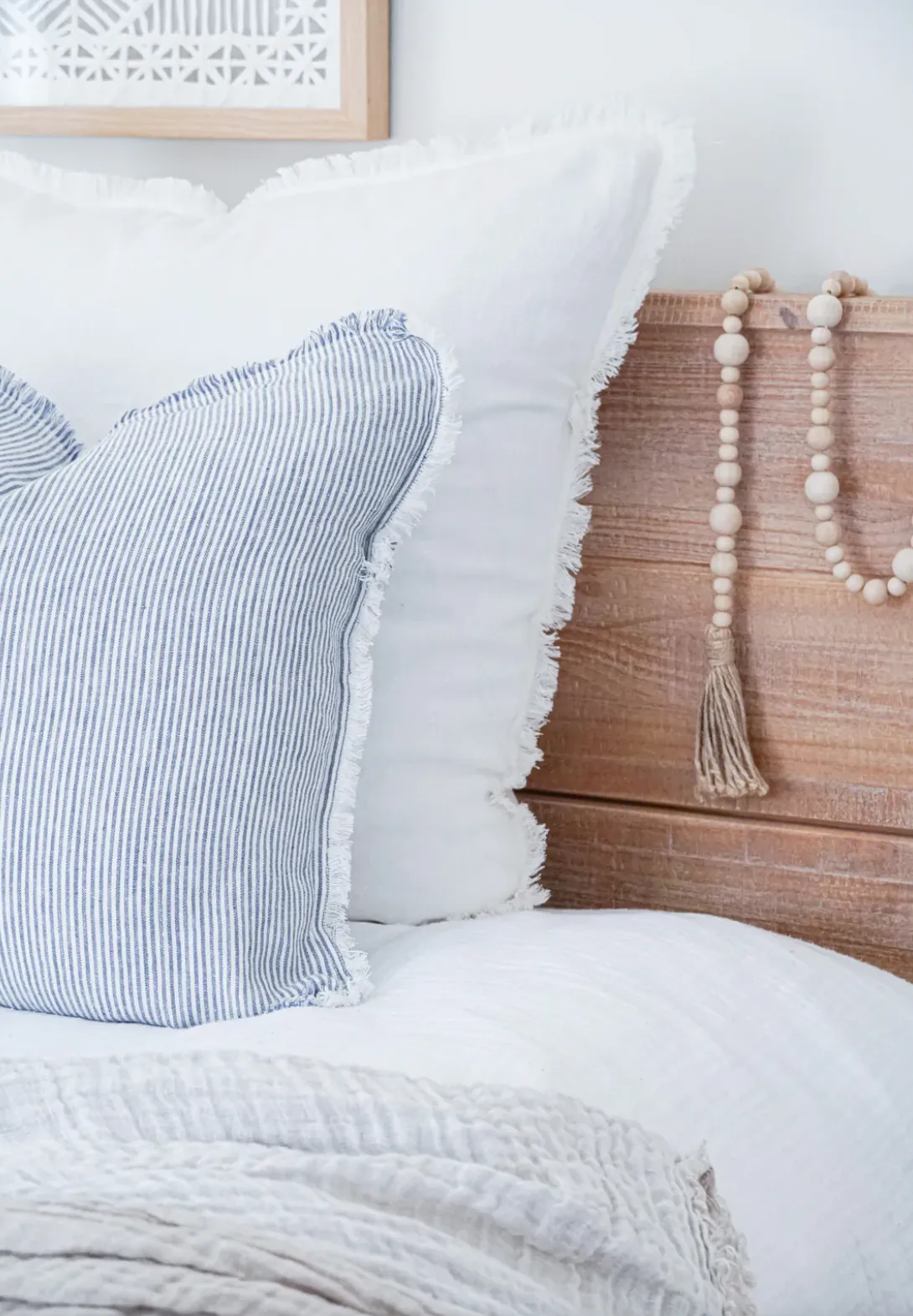Chambray Blue & White Linen Pillows