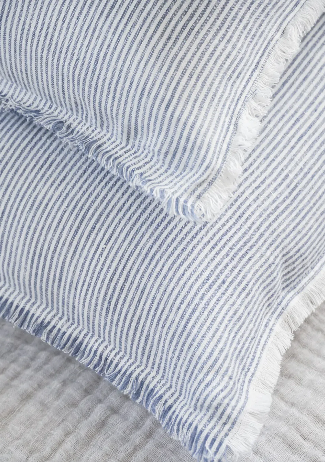 Chambray Blue & White Linen Pillows