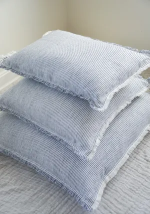 Chambray Blue & White Linen Pillows