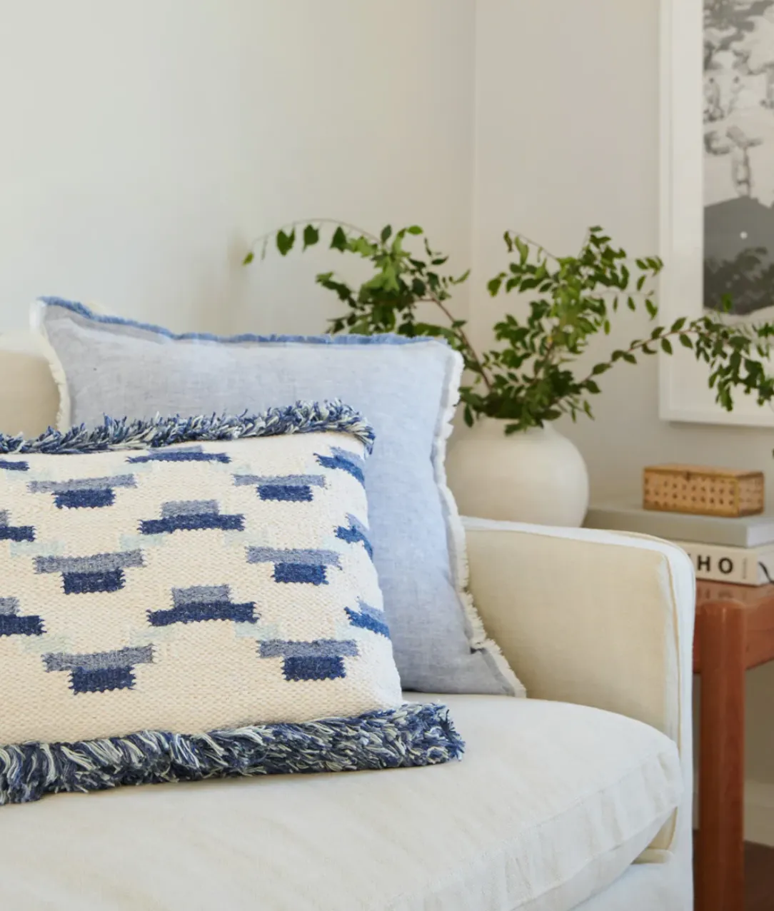 Chambray Blue Linen Pillows