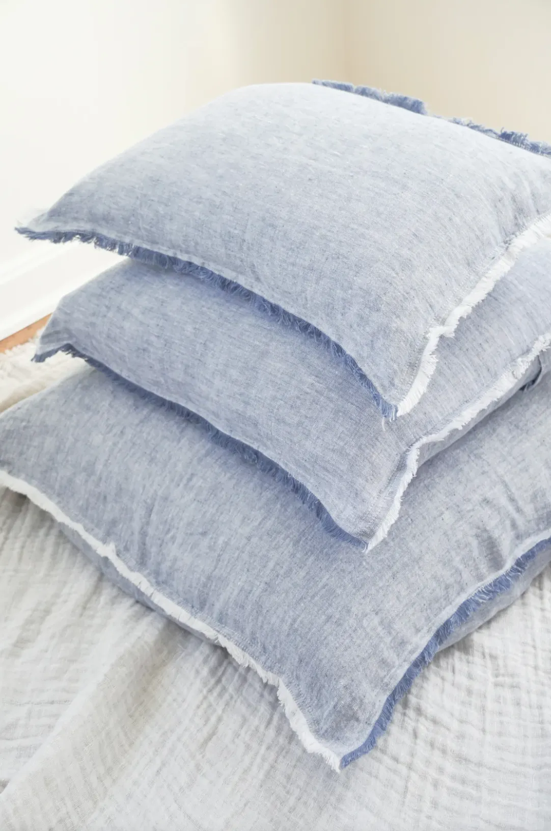 Chambray Blue Linen Pillows