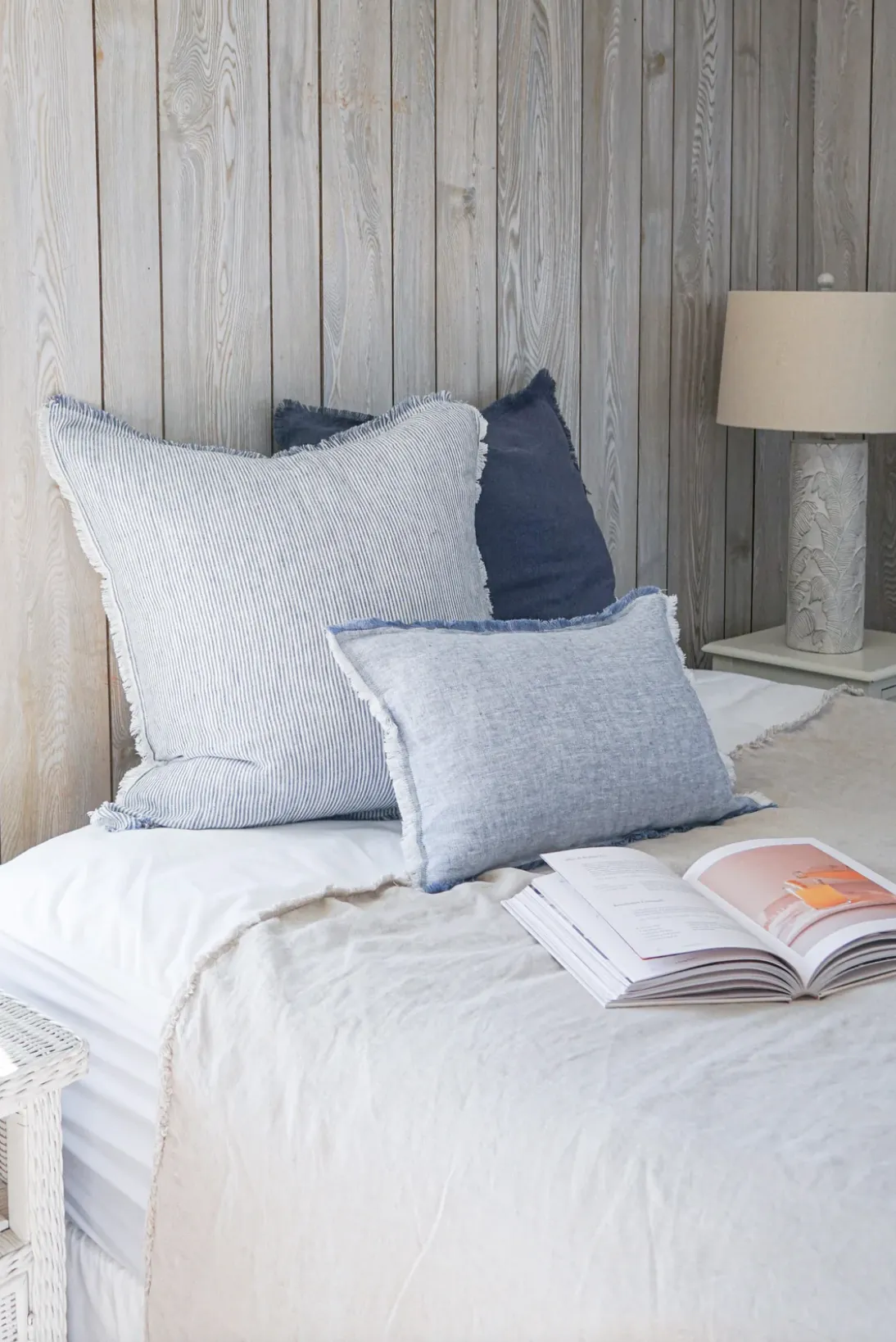 Chambray Blue Linen Pillows