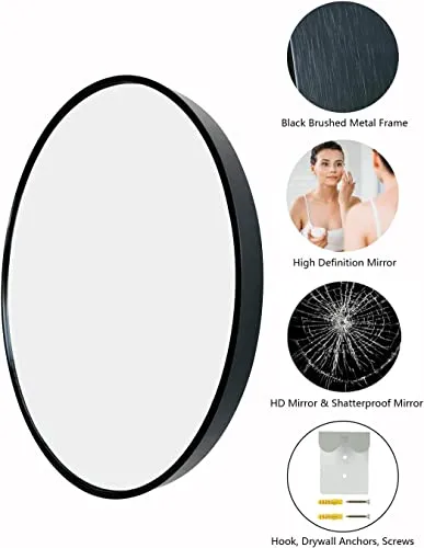 Cheval Glass Beveled Designer Round Wall Mirror for Bathroom/Drawing Room/Wash Basin - 21 X 21 in Out Size