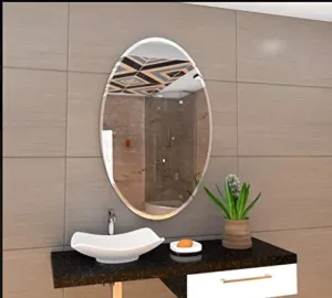 Cheval Glass Decorative Oval Bevelled Mirror Frameless 16 X 20 Inches