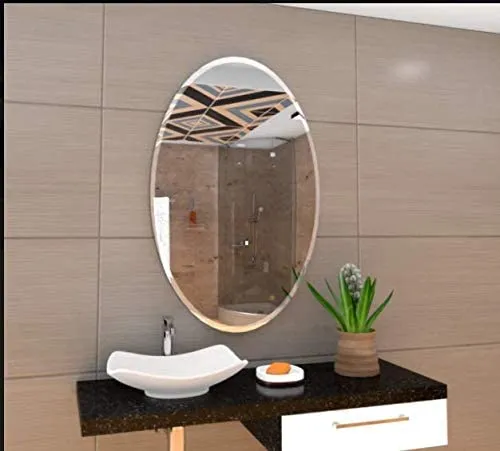 Cheval Glass Decorative Oval Bevelled Mirror Frameless 16 X 20 Inches
