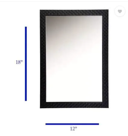 Cheval Glasses Decorative Wall Mirror Black Flat Small Size/Looking Glass Inner Size - 12 x 18 Inches.