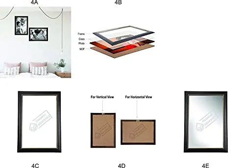 Cheval Glasses Designer Dotted Black Photo Frame with Glass Size 16 X 20 Inches