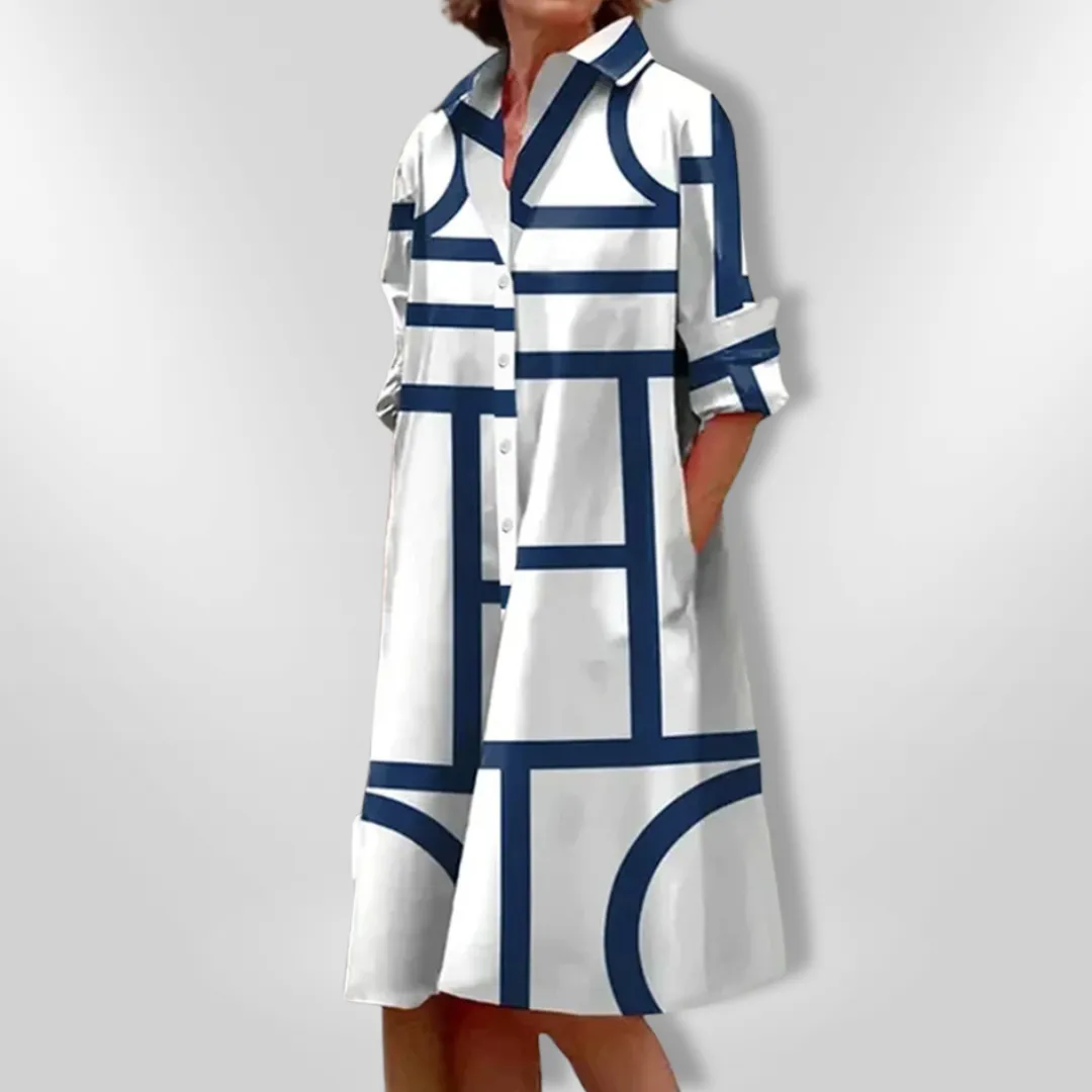 CHEZKA - Elegant Geometric Midi Dress