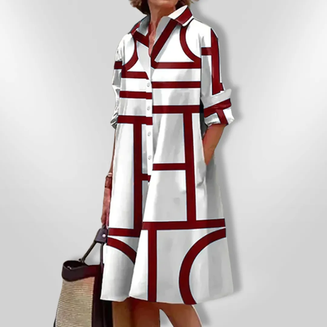 CHEZKA - Elegant Geometric Midi Dress