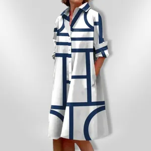 CHEZKA - Elegant Geometric Midi Dress