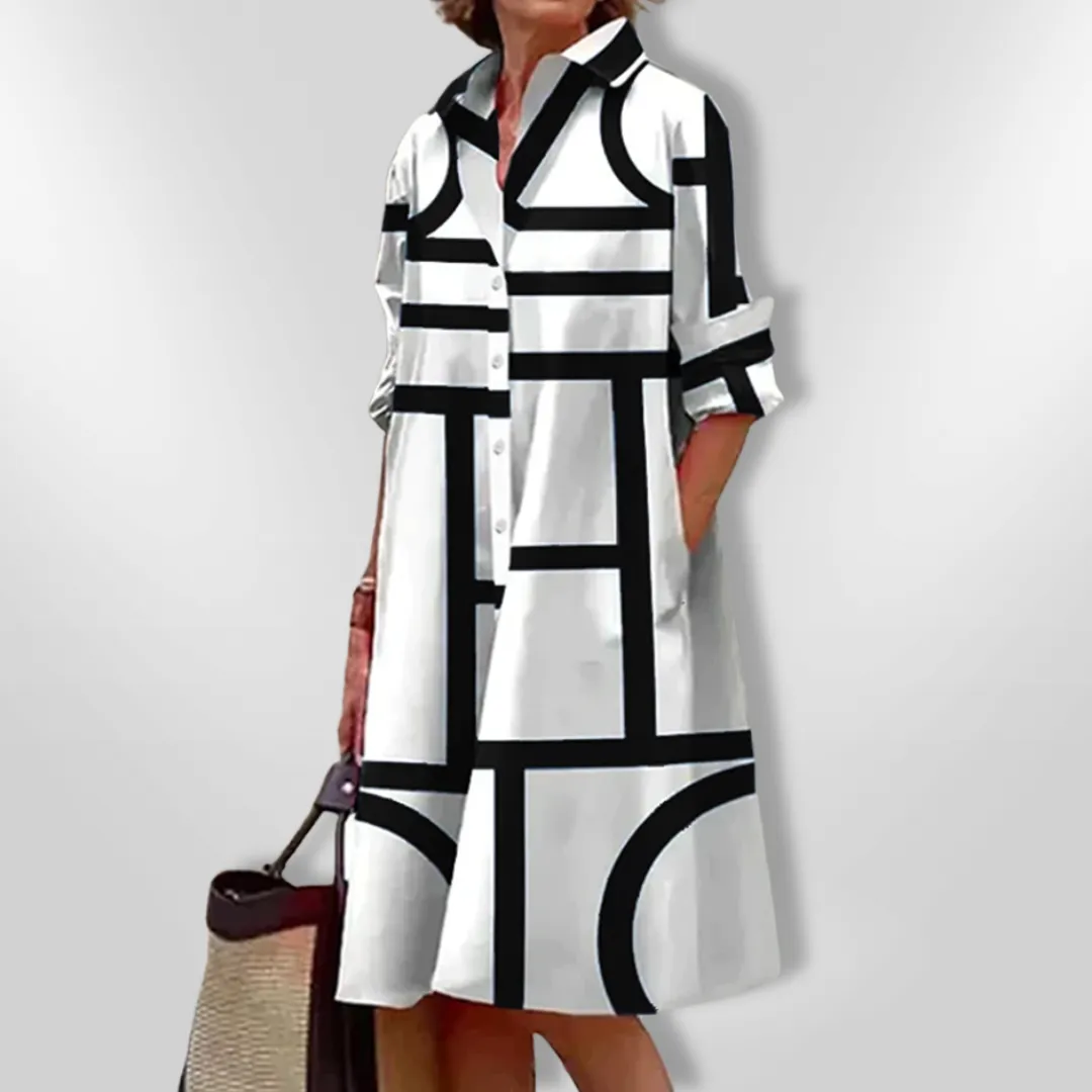 CHEZKA - Elegant Geometric Midi Dress
