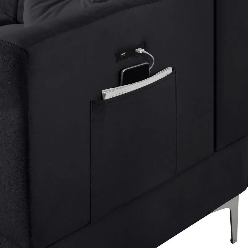Chloe - Velvet Sectional Sofa Chaise With USB Charging Port by Couch.com