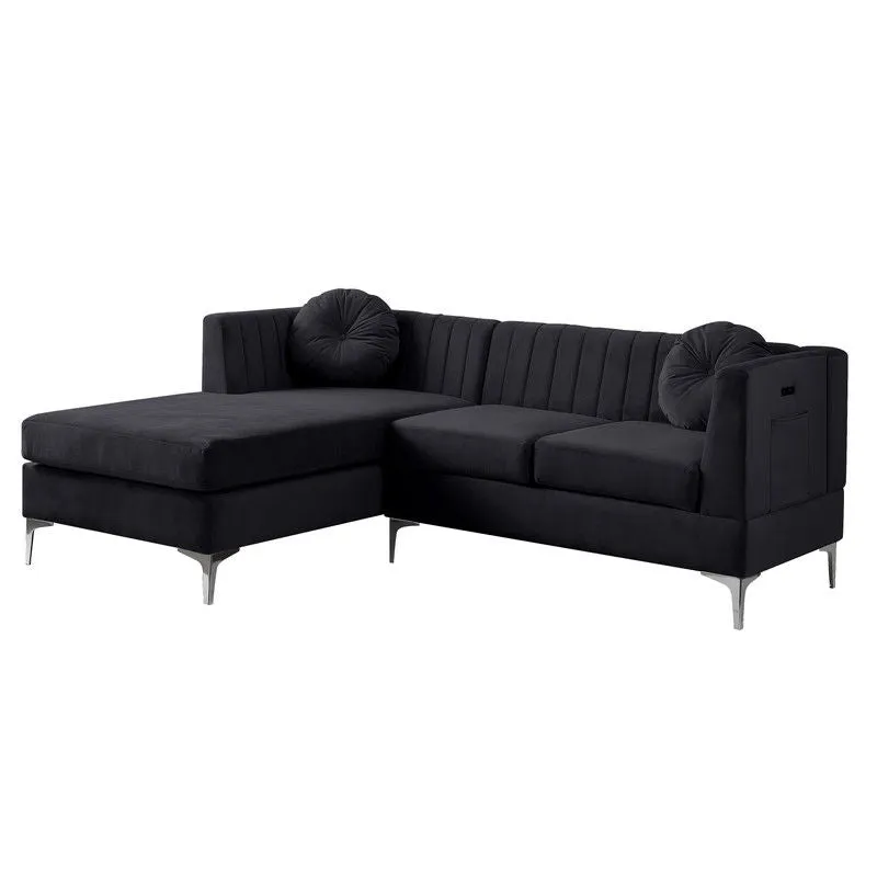 Chloe - Velvet Sectional Sofa Chaise With USB Charging Port by Couch.com