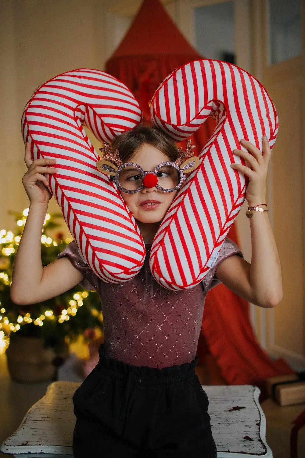Christmas Candy Cane Cushion red stripes | Candy Cane pillows