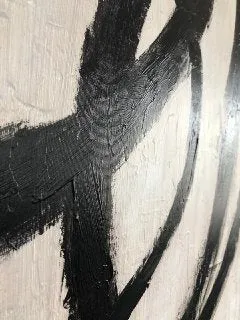 Circle Black and White Abstract Painting on Canvas Living Room Art Kp037