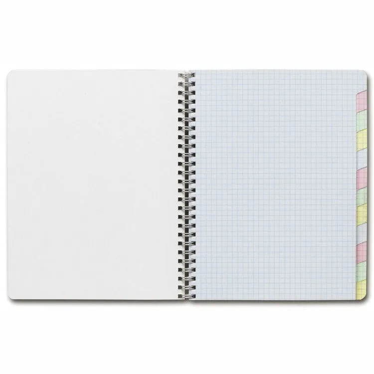 Clairefontaine Wirebound Notebook - Graph w/4 tabs 112 sheets - 8 1/4 x 11 3/4 - Assorted