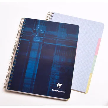 Clairefontaine Wirebound Notebook - Graph w/4 tabs 112 sheets - 8 1/4 x 11 3/4 - Assorted