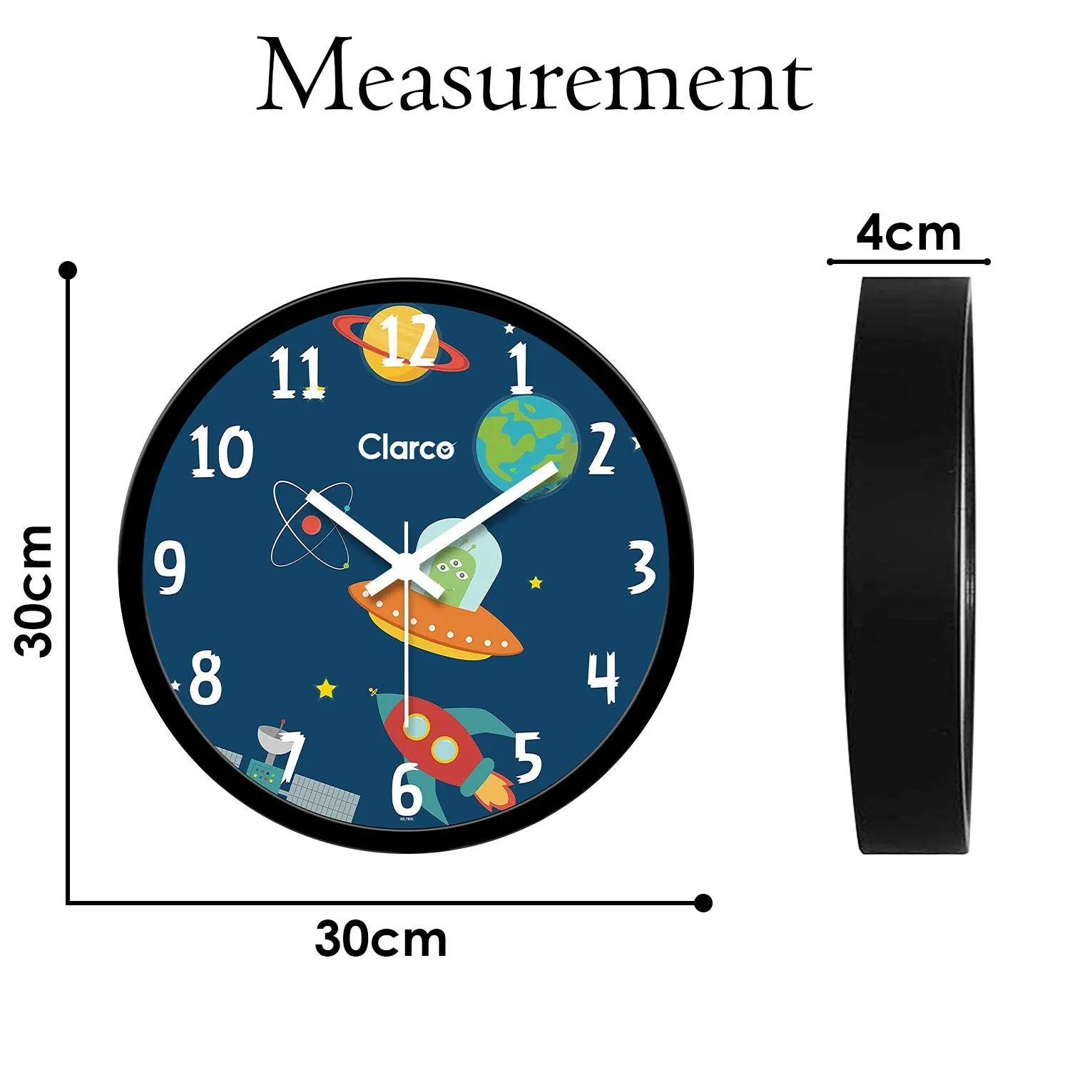 Clarco Designer Decorative Analogue Round Plastic Wall Clock with Glass for Home(12 x 12 Inch / 30 x 30 cm)(WL_782L) (Blue)