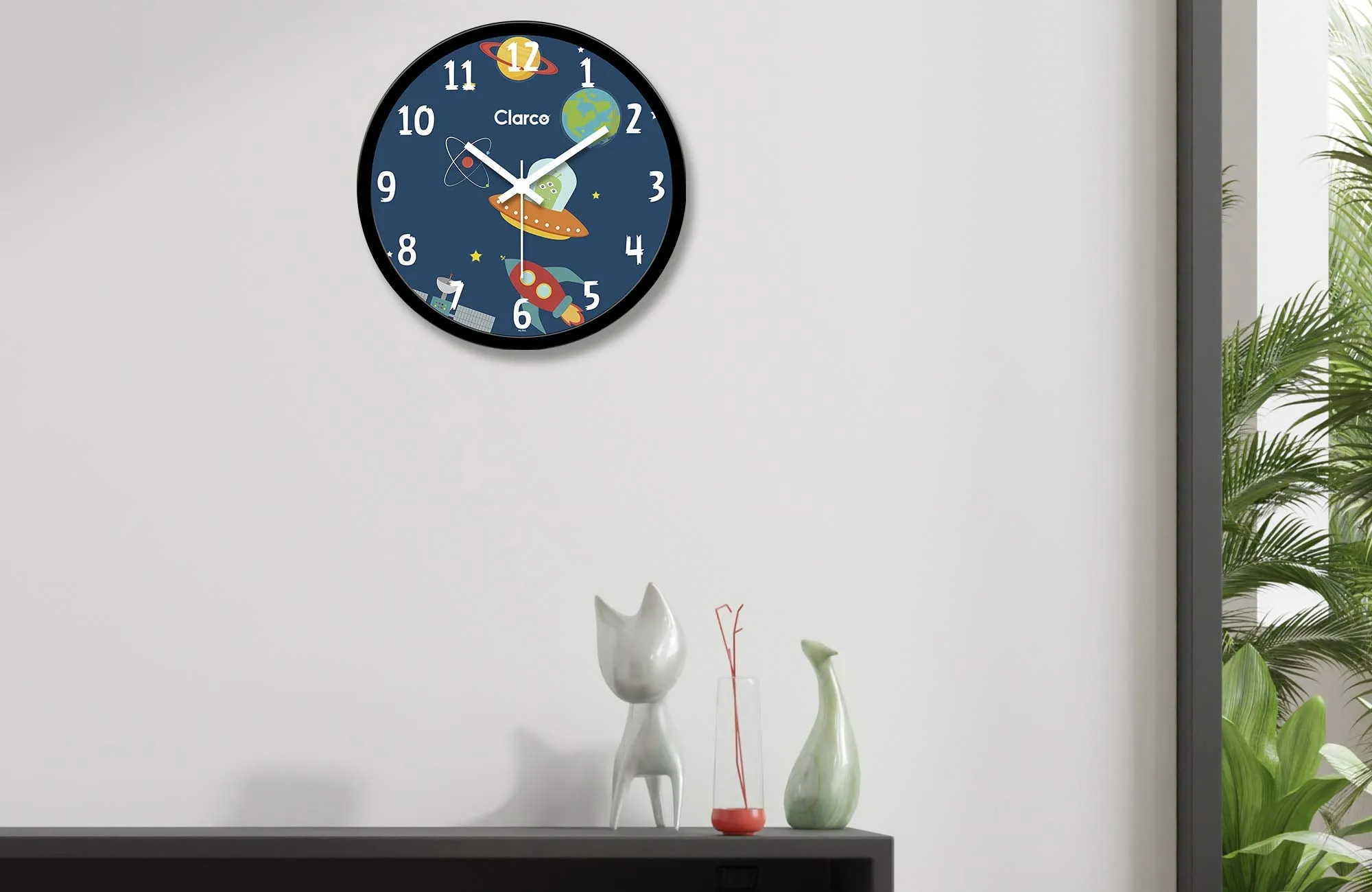 Clarco Designer Decorative Analogue Round Plastic Wall Clock with Glass for Home(12 x 12 Inch / 30 x 30 cm)(WL_782L) (Blue)