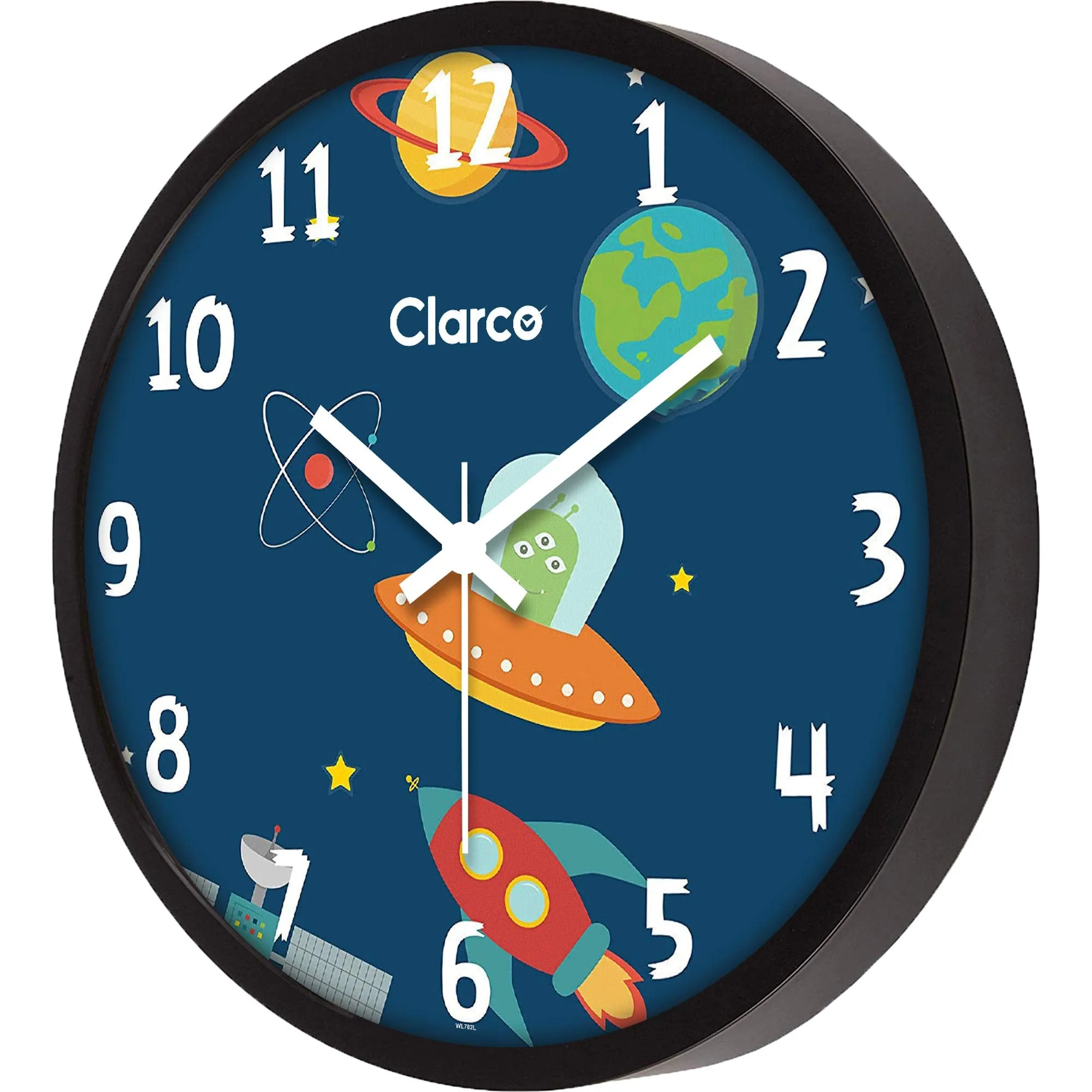 Clarco Designer Decorative Analogue Round Plastic Wall Clock with Glass for Home(12 x 12 Inch / 30 x 30 cm)(WL_782L) (Blue)