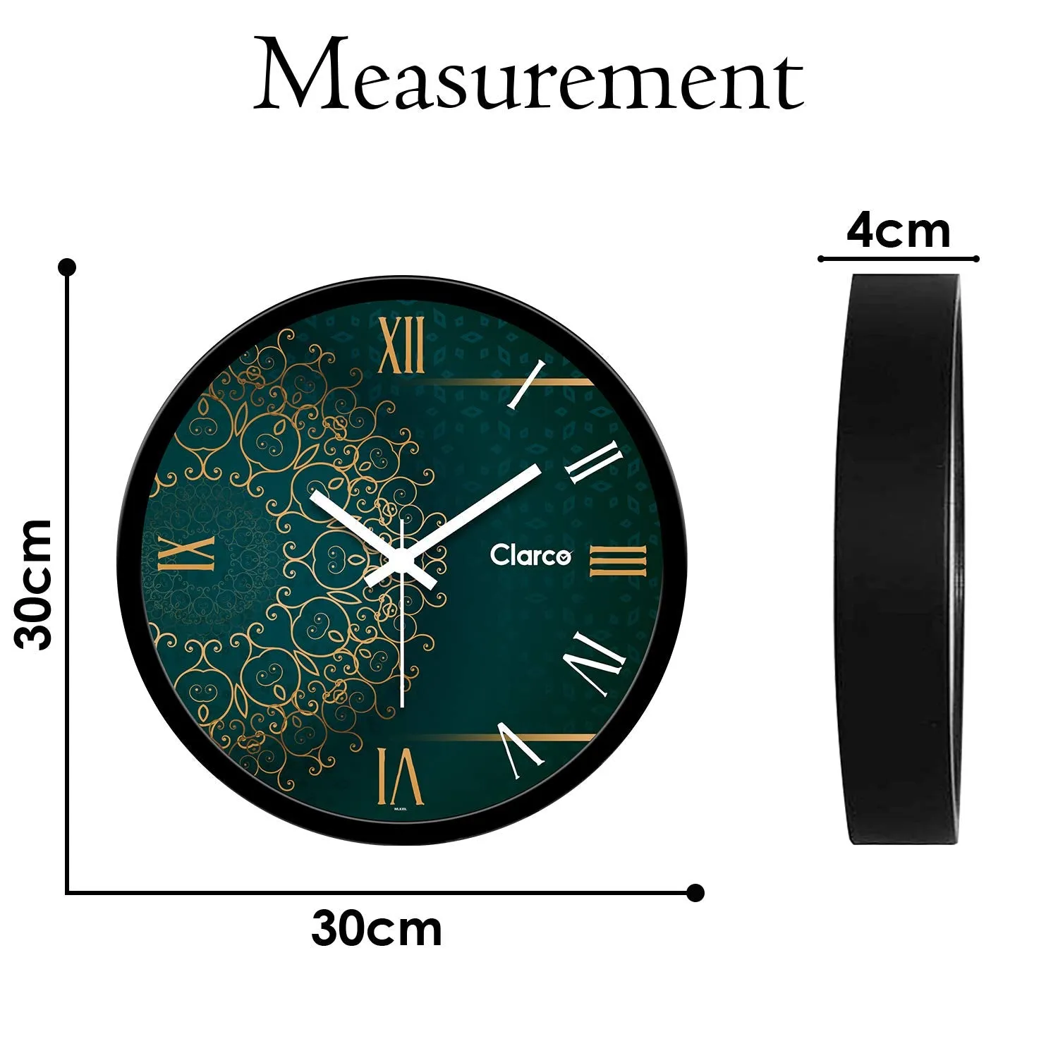 Clarco Designer Decorative Analogue Round Plastic Wall Clock with Glass for Home/Living Room/Bedroom/Kitchen/Office (12 x 12 Inch / 30 x 30 cm)(WL_835)