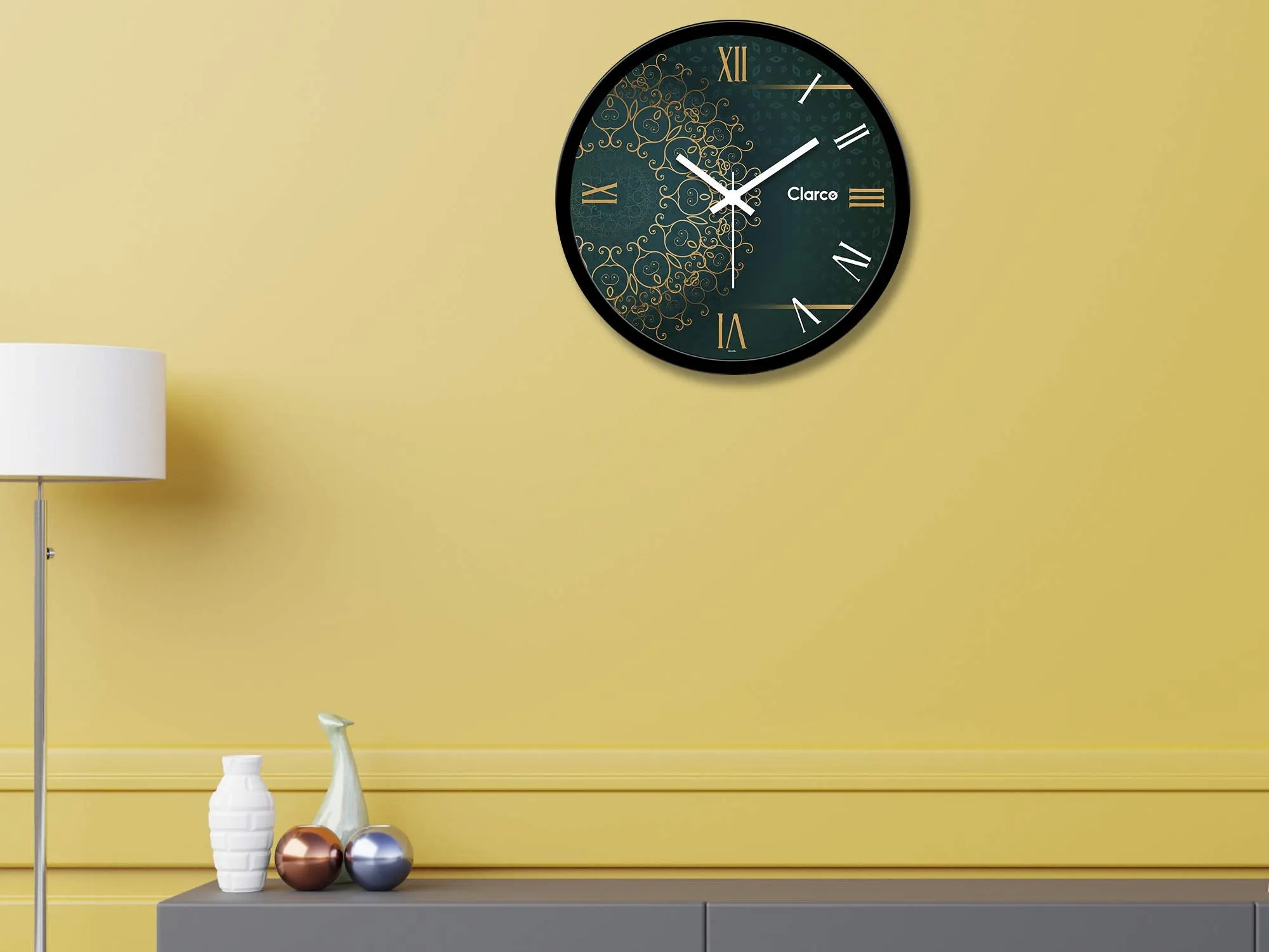 Clarco Designer Decorative Analogue Round Plastic Wall Clock with Glass for Home/Living Room/Bedroom/Kitchen/Office (12 x 12 Inch / 30 x 30 cm)(WL_835)
